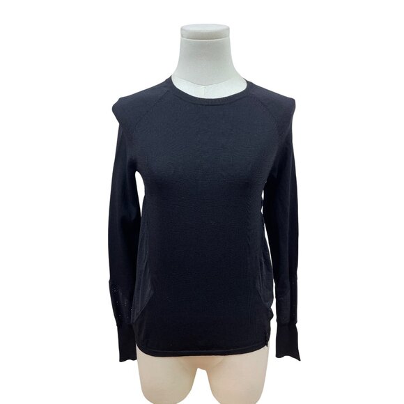 Sweaty Betty Black Long Sleeve Crew Neck Top W/ Mesh Panels Size S - Picture 1 of 7